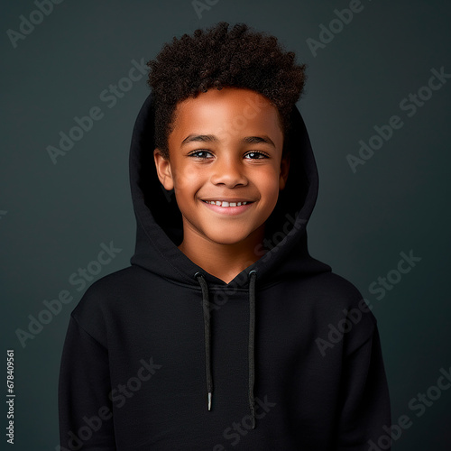 boy smiling, wearing a black hoodie © Oriol