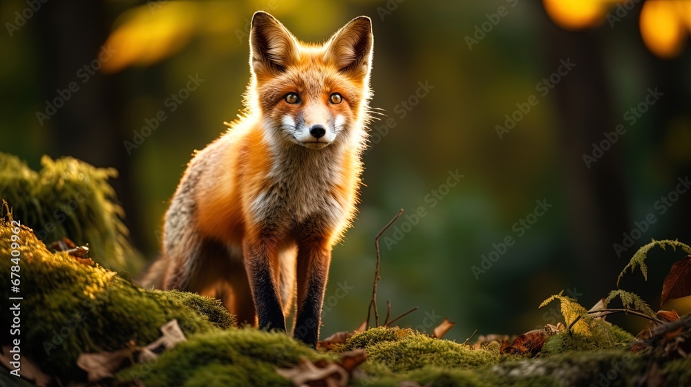 In Lush Gold Woods, a Fox with Emerald Gaze Conjures a Nature Nymph Vibe
