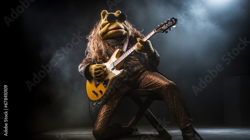 The toad takes center stage, transforming into a rock star with an electric guitar in hand