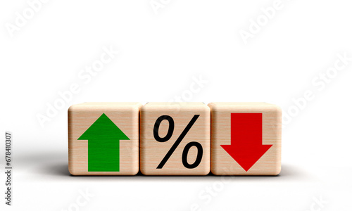 green color growth up red pink down crisis business rate percent symbol sign arrow price bank credit loan economy discount value rise cost reduction trade recession risk tax currency discount sale 