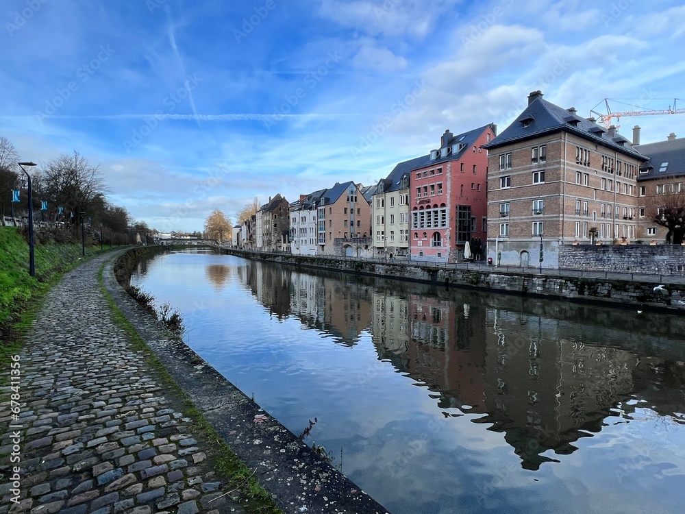 houses and the river Sambre in the center of Namur