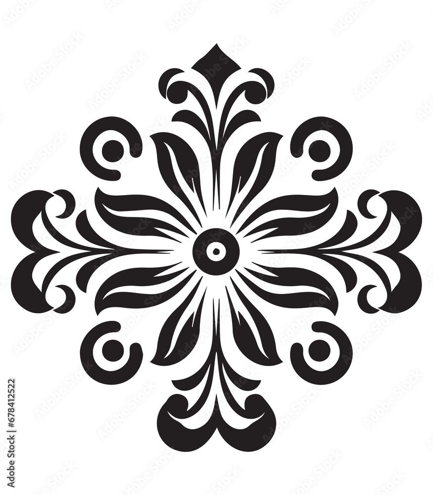 ornament In flower style,eps file,cut file,flower silhouette,
