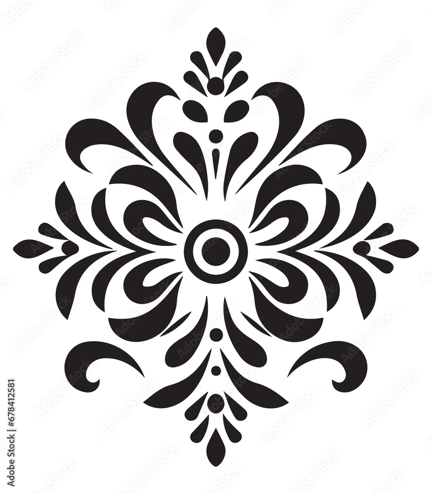 Ornamental round flower pattern isolated on white background. Black outline mandala. Geometric circular pattern. Vector illustration.
