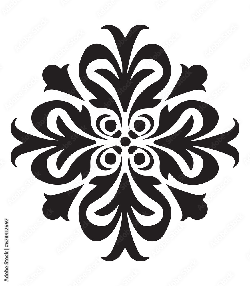 Round flower pattern, Circular ornament design element,eps,cricut,cut file