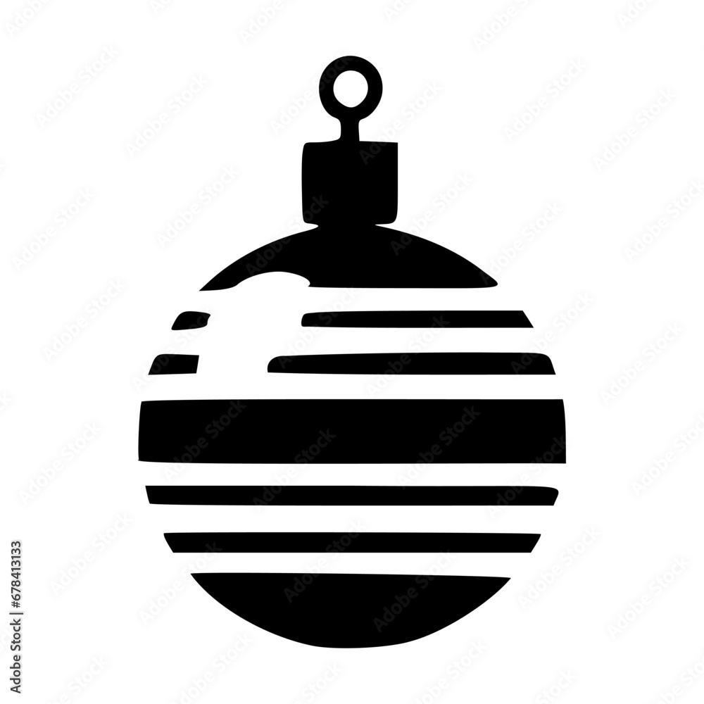 Obraz premium Black silhouette of a Christmas ornament with a simple pattern, ideal for holiday themes. Vector Illustration
