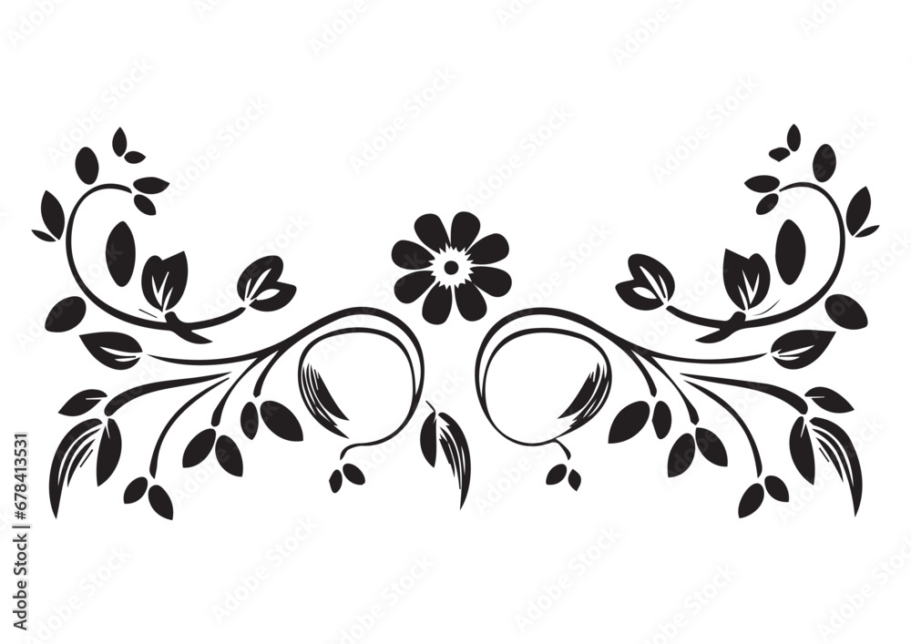 Illustration drawing of beautiful black flower pattern,eps,cut file