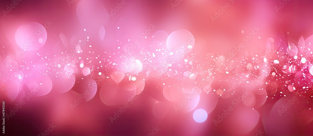 Shimmering blur spot lights on pink background with bokeh effect