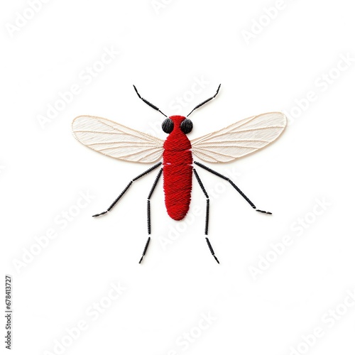 a red bug with white wings