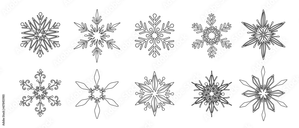 Set of various doodle winter snowflakes.Vector graphics. Set of various doodle winter snowflakes.Vector graphics.