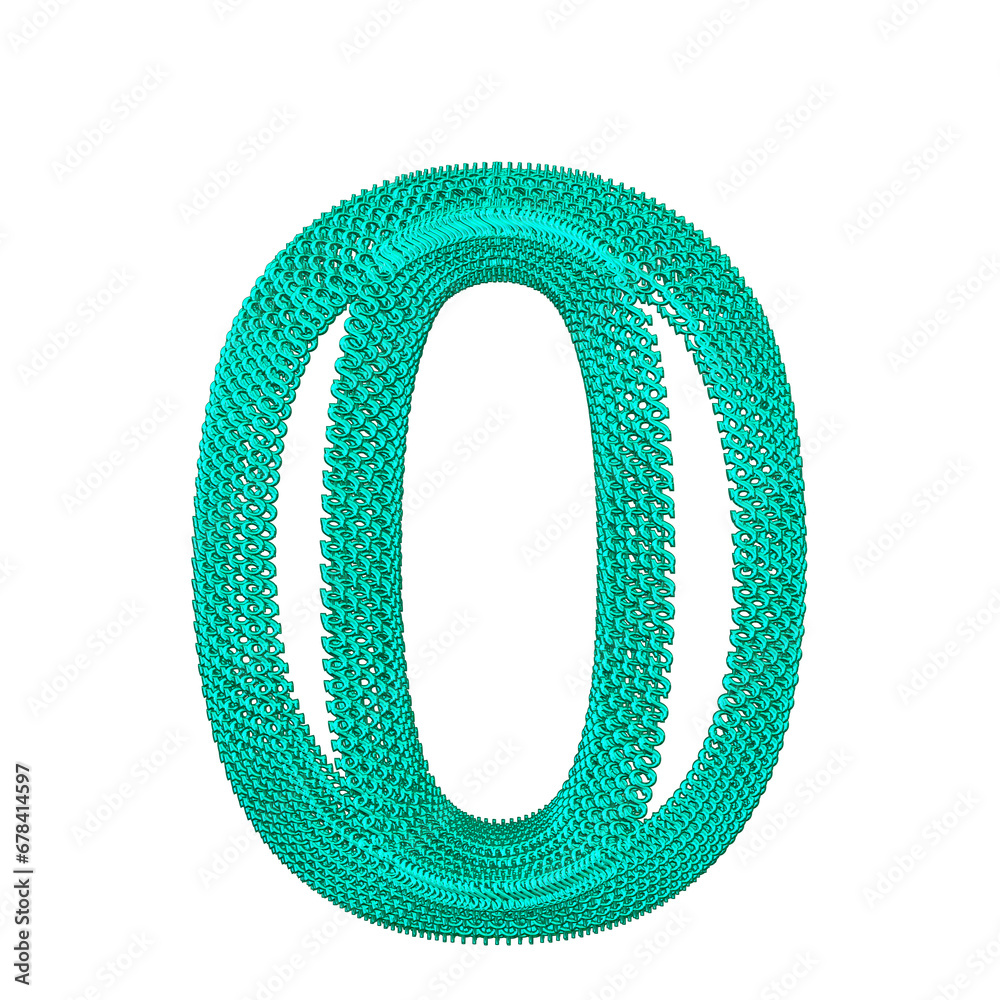 Symbol made of turquoise dollar signs. number 0 Symbol made of turquoise dollar signs. number 0