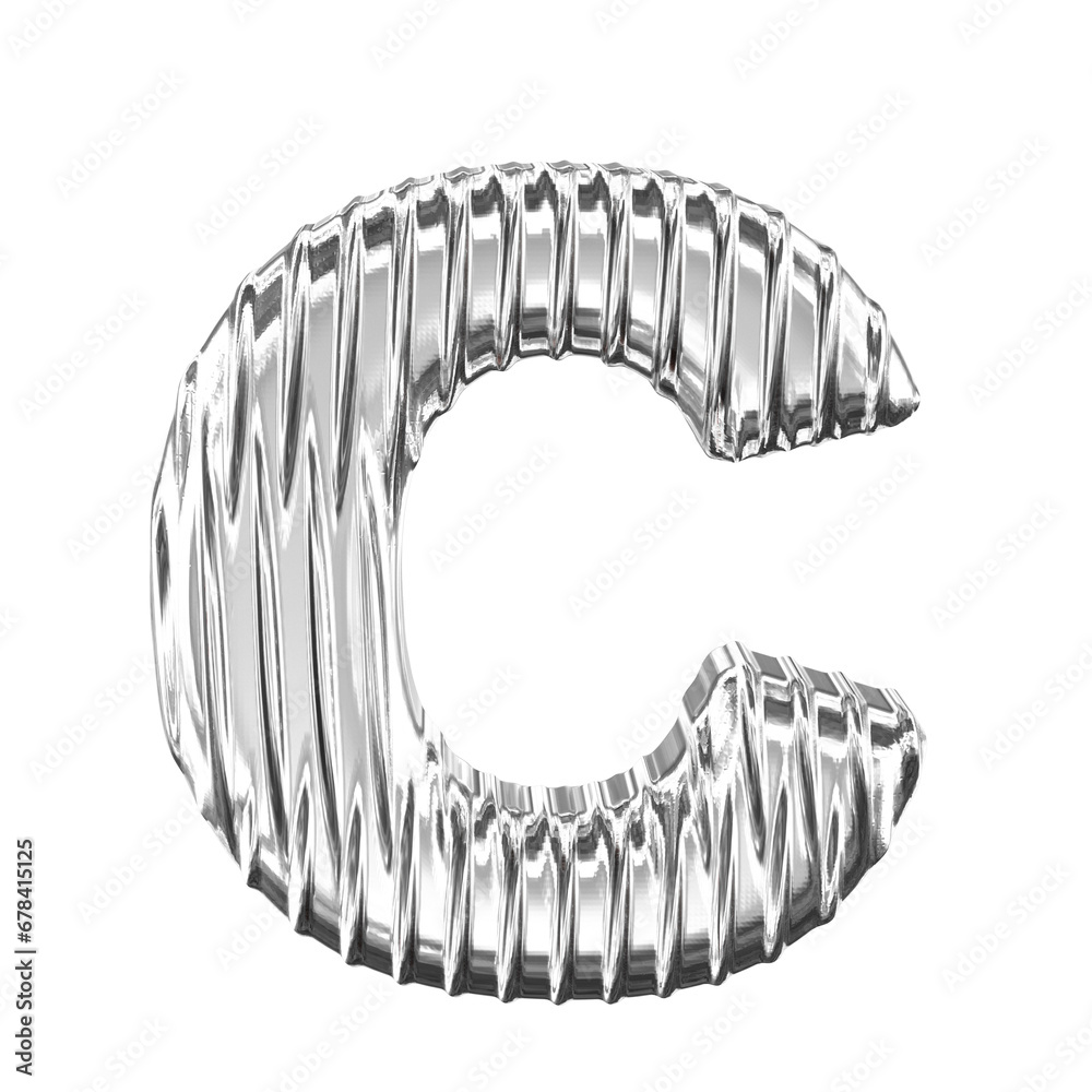 Silver symbol with vertical ribs. letter c