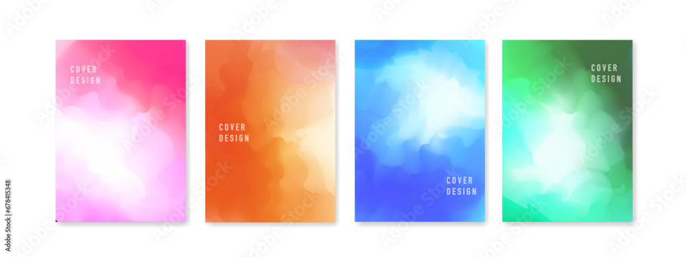 Abstract watercolor background set. Stain artistic painted vector cover collection, bright template design for banner, poster, card, cover, brochure