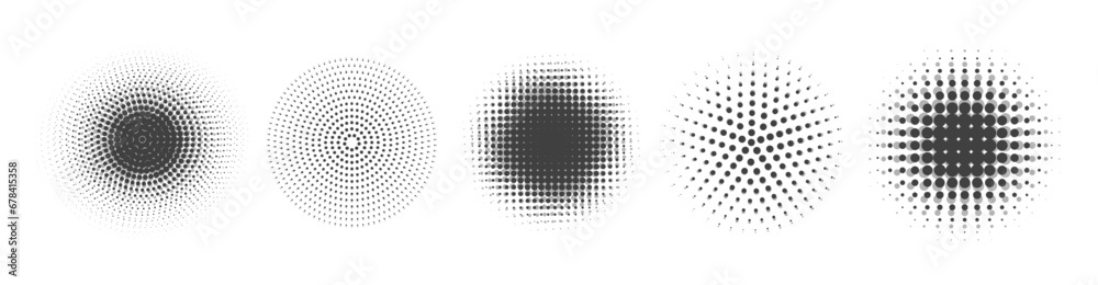 Modern abstract dotted circles. Dots on round background. Vector dotted overlay frames for poster, banner
