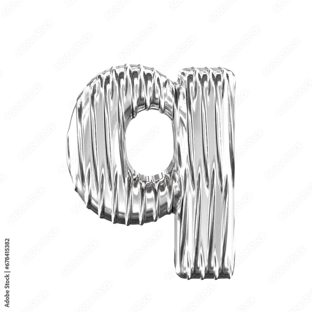 Silver symbol with vertical ribs. letter q Silver symbol with vertical ribs. letter q