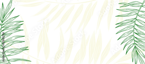 Green Palm Leaf Outline Nature Abstract background Wallpaper