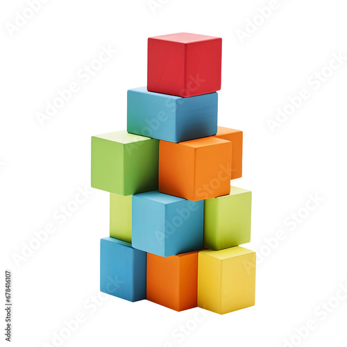 Colorful Building Blocks isolated on transparent background, AI