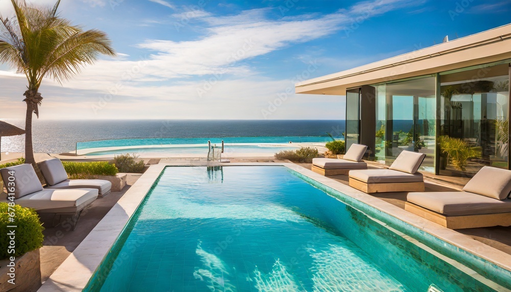 Fototapeta premium a luxury pool with a view 