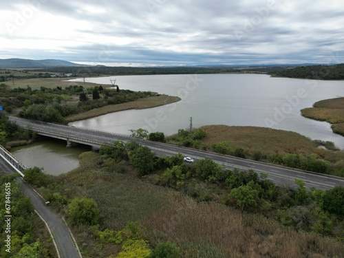 Wallpaper Mural Aerial shot of roads along a wetland in a summer evening under the clouded sky Torontodigital.ca