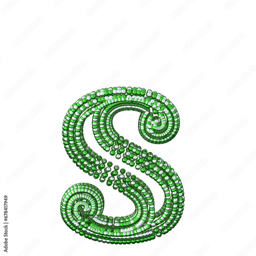 Symbol of small silver and green spheres. letter s Symbol of small silver and green spheres. letter s