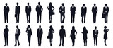 Set of businessman and businesswoman silhouette, isolated on white background