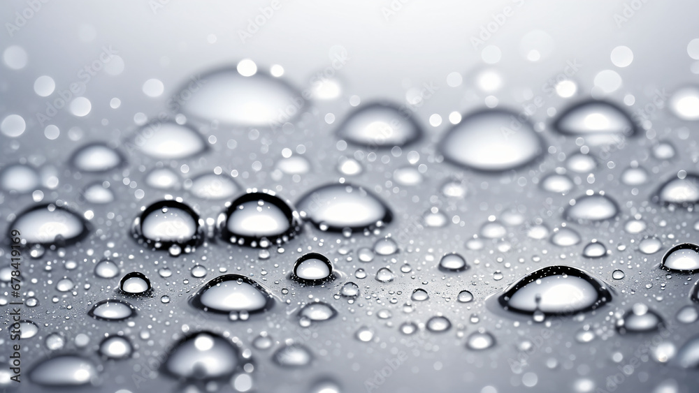 drops of water on silver background