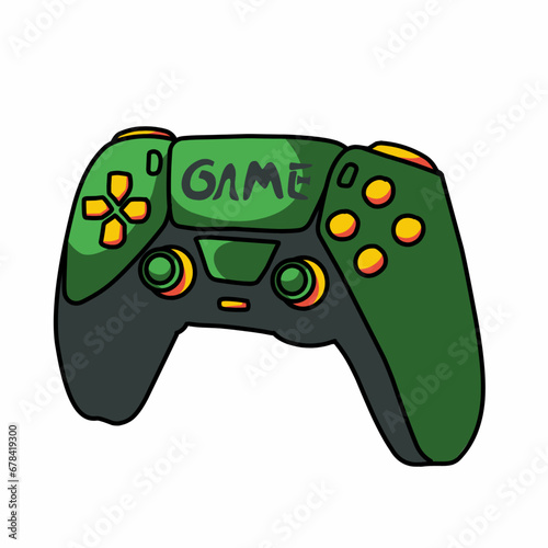 video game controller, Green game stick for game application design icon, cute icon, game illustration