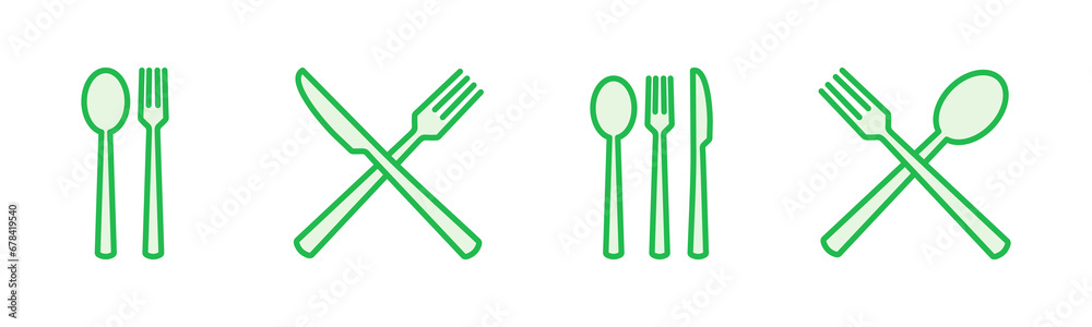 spoon and fork icon set. spoon, fork and knife icon vector. restaurant icon spoon and fork icon set. spoon, fork and knife icon vector. restaurant icon