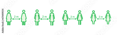 Social distancing icon set. social distance icon. self quarantine sign