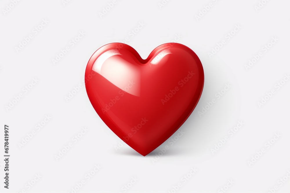 Stereotypical glossy red heart. Background with selective focus and copy space