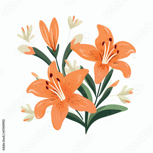 Lilies in cartoon, doodle style. 2d vector illustration in logo, icon style. AI Generative