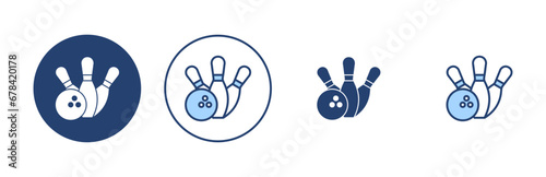 Bowling icon vector. bowling ball and pin sign and symbol.