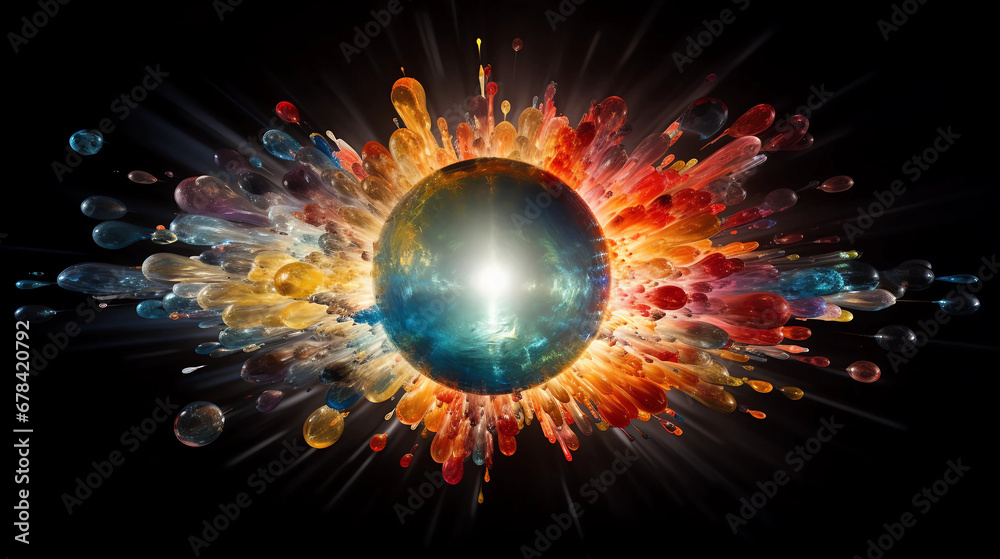 Obraz premium Colorful Jelly Bubbles Explosion on a Black Background