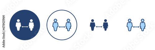 Social distancing vector. social distance sign and symbol. self quarantine sign