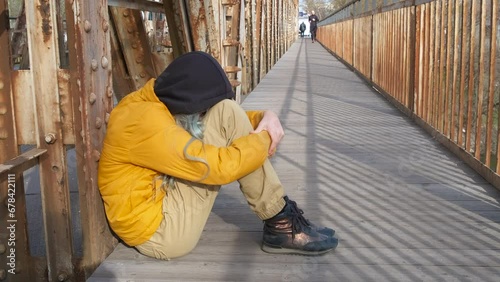 Wallpaper Mural Teen feel stressed in urban place. A young girl cry and feel depressed because of her personal troubles. Torontodigital.ca