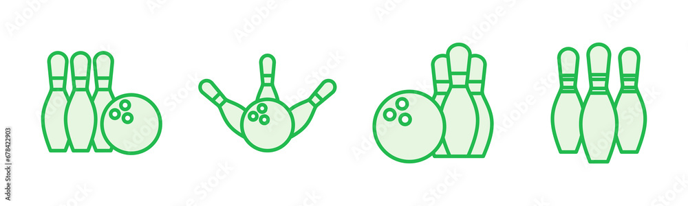 Bowling icon set. bowling ball and pin icon. bowling pins Bowling icon set. bowling ball and pin icon. bowling pins