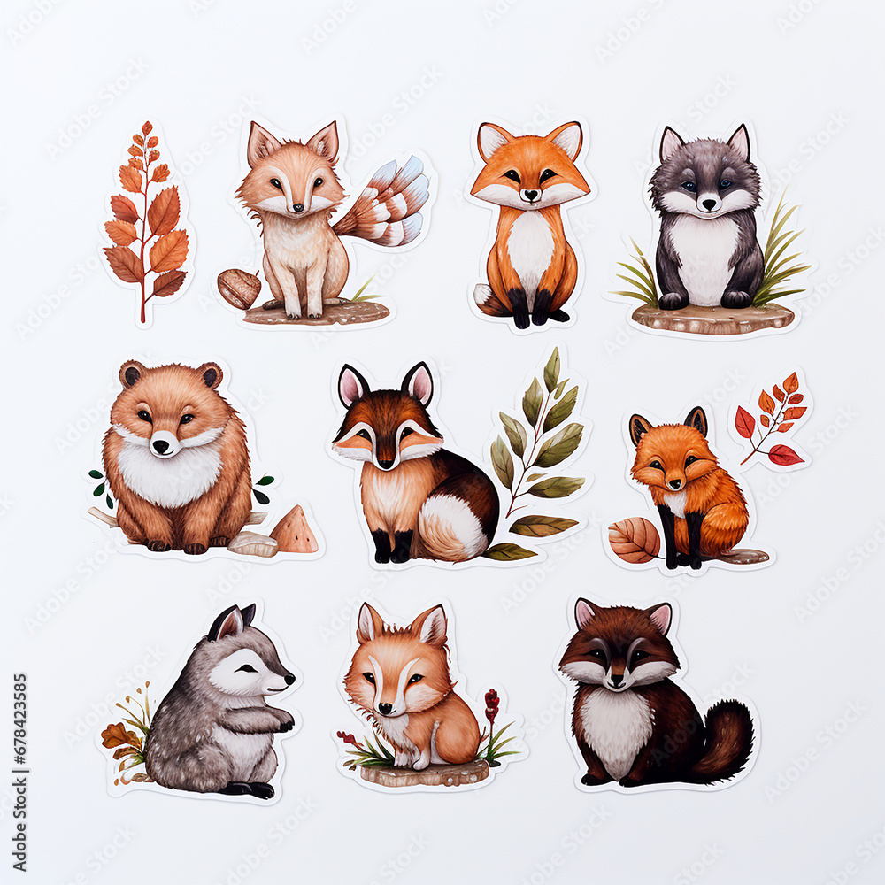 set of funny cartoon animals