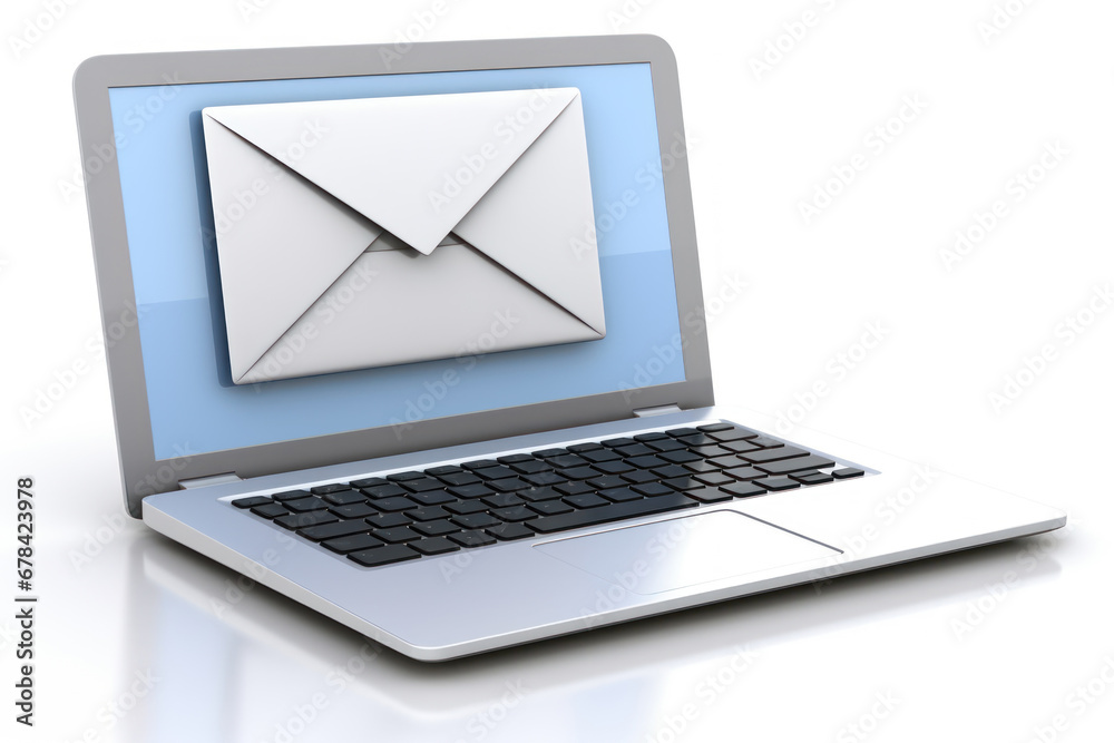 illustration of a laptop with a large envelope on the screen, concept of electronic communication, mail, messaging and information illustration of a laptop with a large envelope on the screen, concept of electronic communication, mail, messaging and information