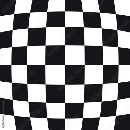 Vector seamless pattern of black groovy chessboard texture isolated on white background