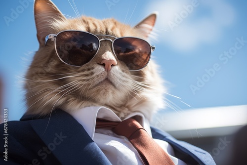 cat with glasses and suit