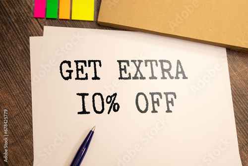 BLACK FRIDAY SALE UP TO 10 percents text on a black tag on a white paper background.