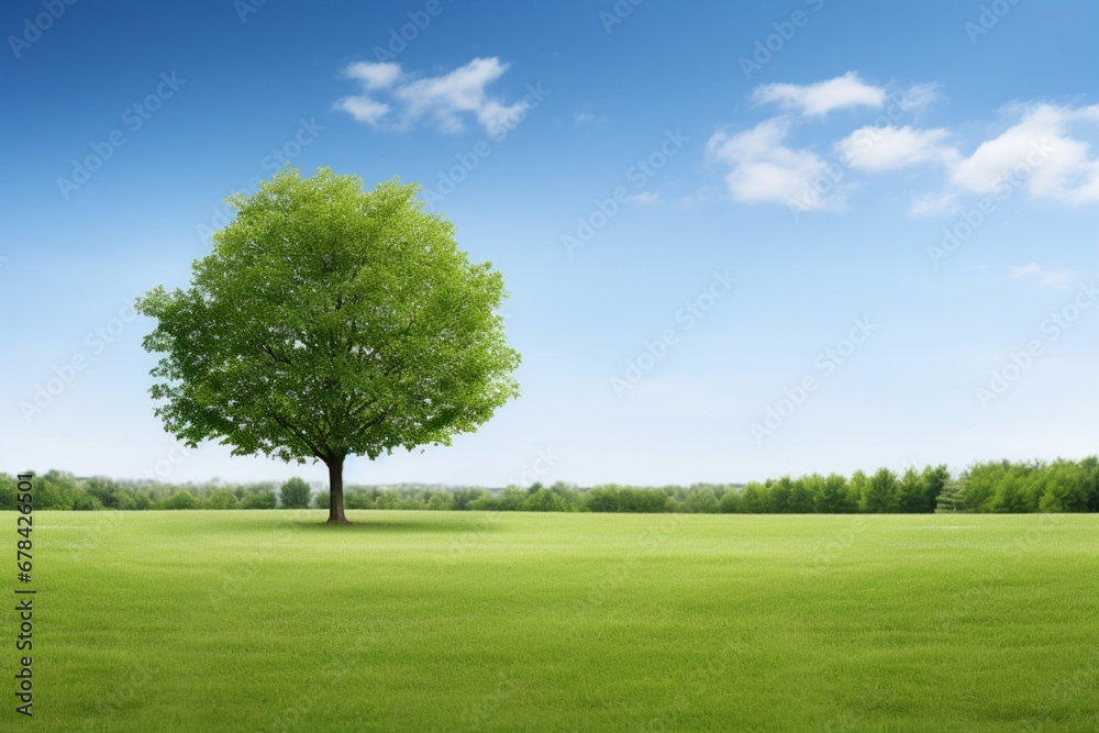  the tranquility of a green lawn and the serenity of a tree-lined background. The image's simplicity and natural beauty make it ideal for a variety of nature-related concepts.