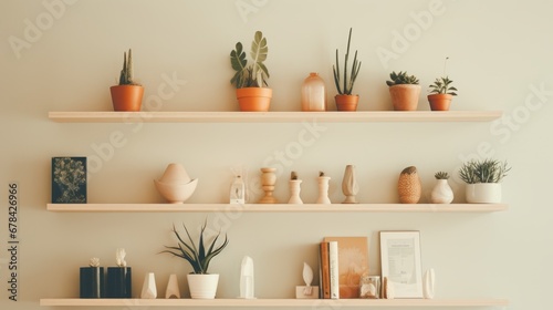 Background wall with shelves and plants