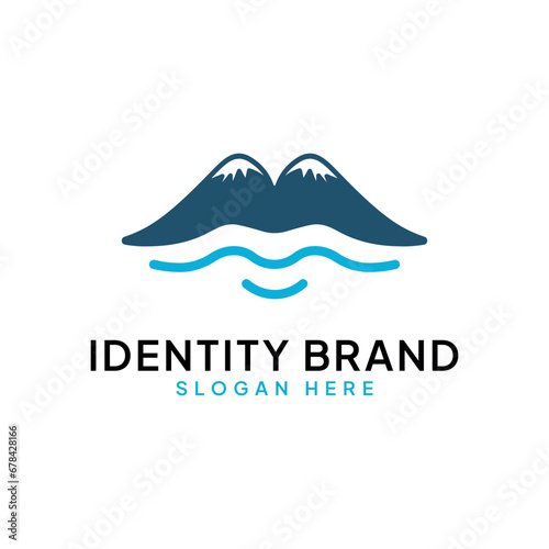 The natural landscape logo features two hills and a large lake formed within the lip design