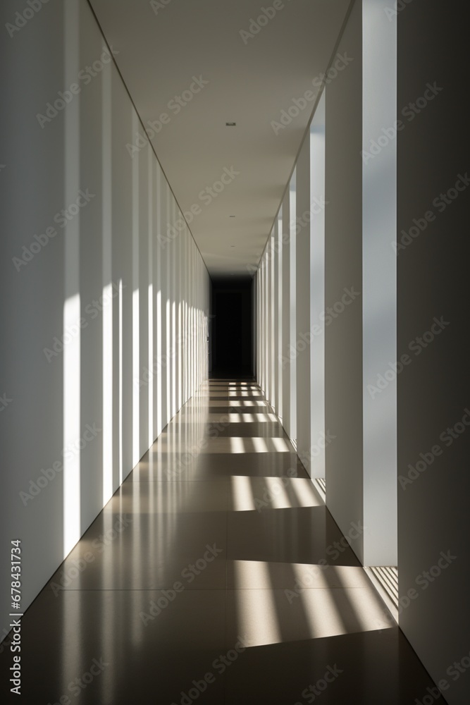 An HD close-up photograph of a corridor, highlighting the interplay of light and shadow on the walls and floor. The minimalist design and selective use of lighting create a captivating atmosphere. An HD close-up photograph of a corridor, highlighting the interplay of light and shadow on the walls and floor. The minimalist design and selective use of lighting create a captivating atmosphere.