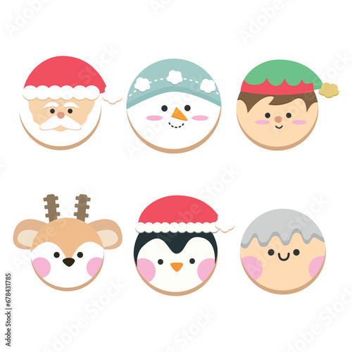 Set of cute gingerbread cookies for christmas