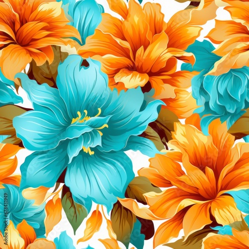 Vibrant floral seamless pattern with stunning array of colors for design and print projects