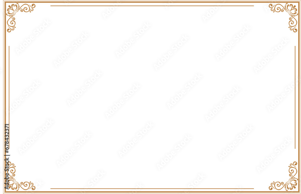 Elements of ornate vintage frames. Gold on white classic calligraphy swirls, floral motifs. Design print for greeting cards, wedding invitations, restaurant menu, royal certificates. Set 72 - obrazy, fototapety, plakaty 
