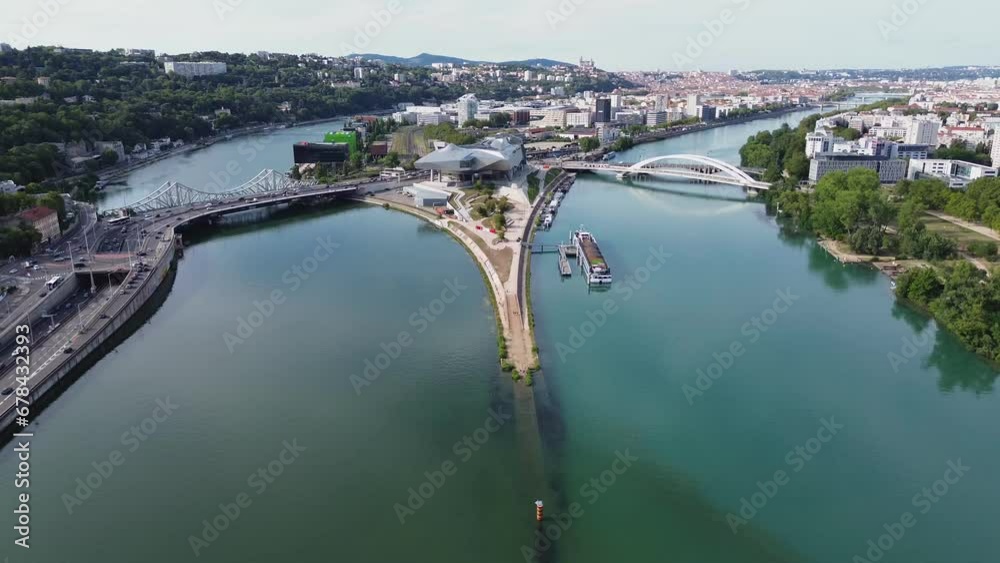 drone vidéo confluence rhone saone lyon France Europe