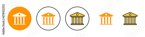 Bank icon set for web and mobile app. Bank sign and symbol, museum, university