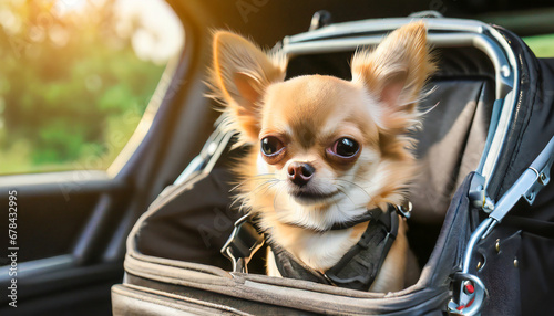cane trasportino auto viaggio con cane photo